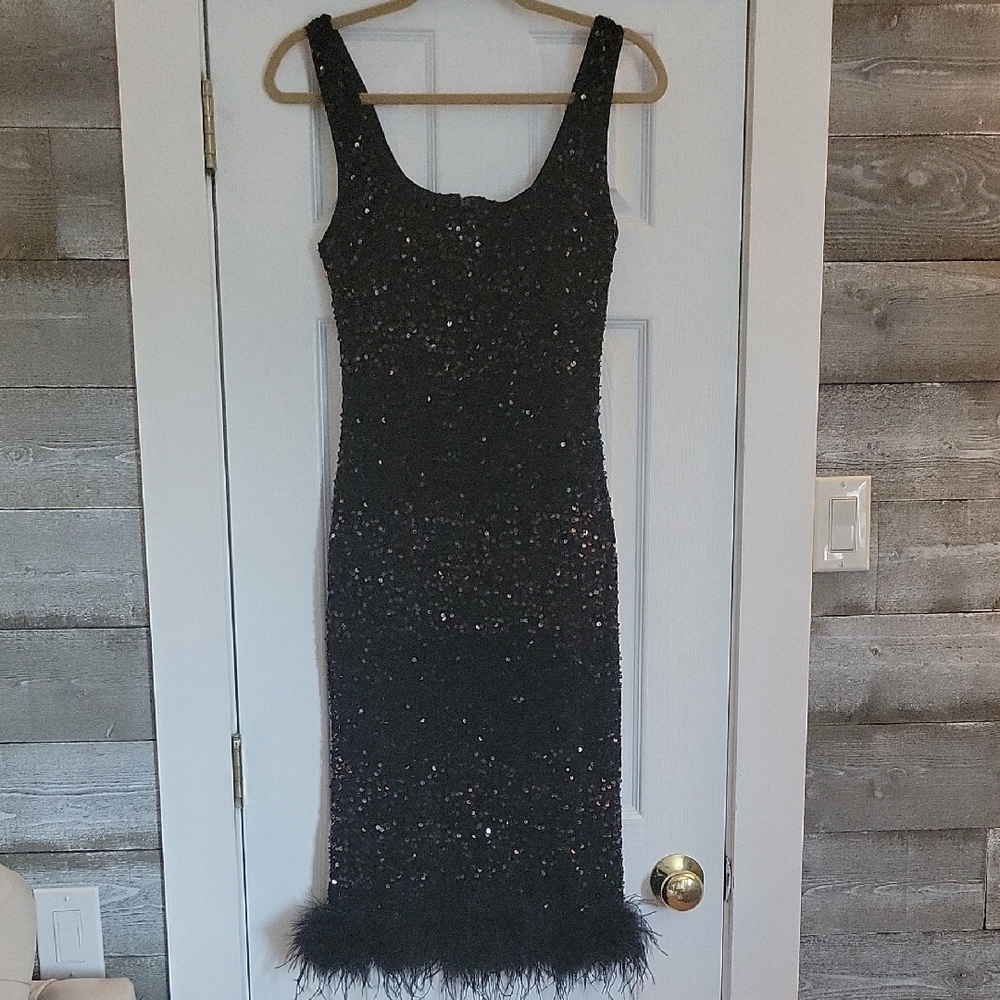 Fashion Nova Black Sequin Midi Dress